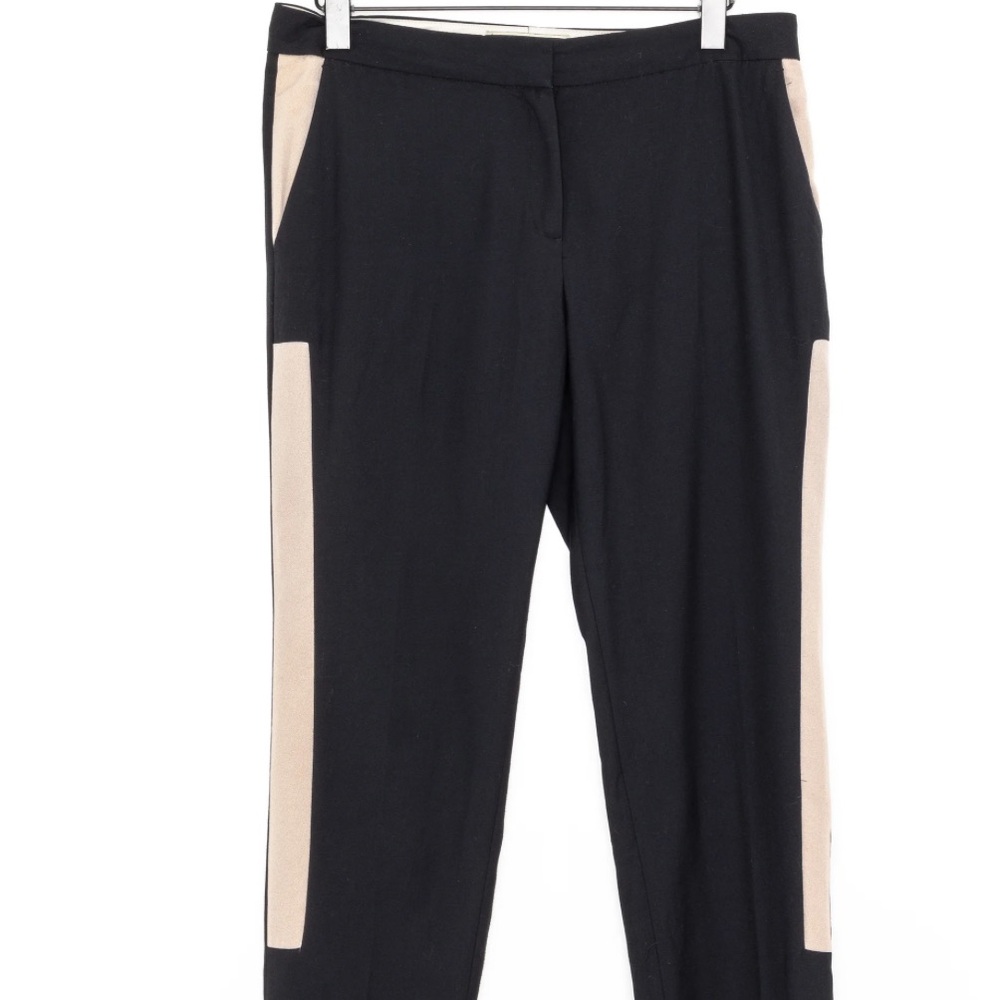 Malene Birger Black Track Pants with Cream Side Panels Size 8